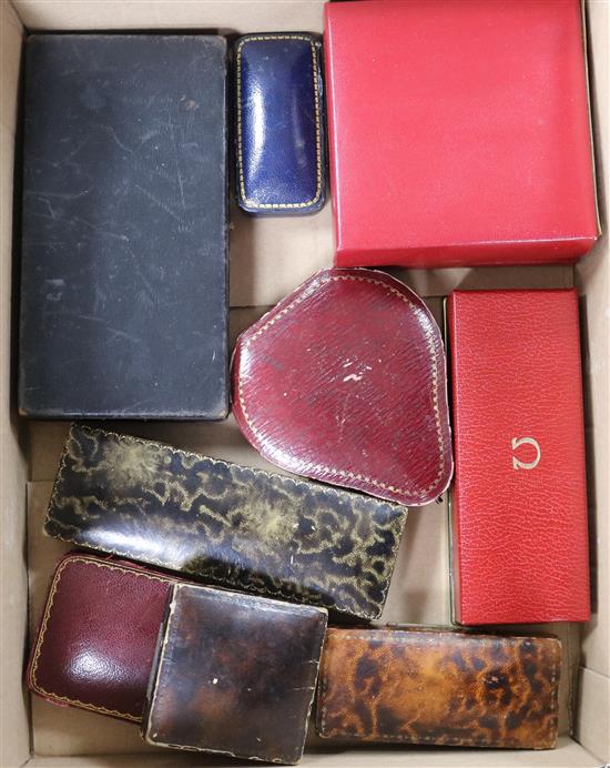 Eight assorted jewellery boxes and two Omega watch boxes.